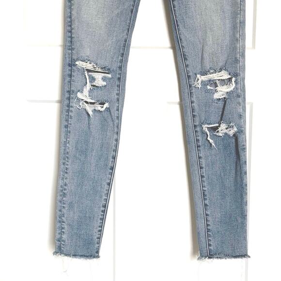 AE American Eagle Jeans Women's Size 00 Super Stretch Jegging Distressed Denim - Picture 5 of 9
